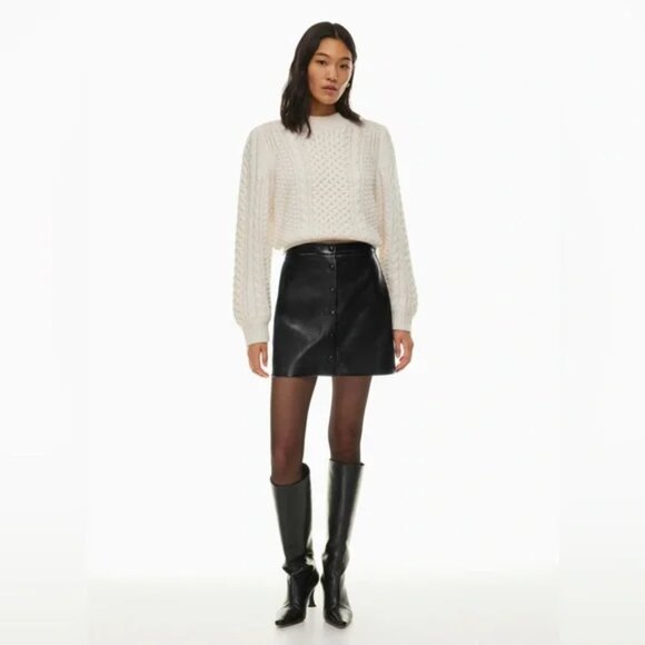 Aritzia Wilfred Faux Leather Manor Mini Skirt Dark Brown Size 00 - Picture 3 of 6